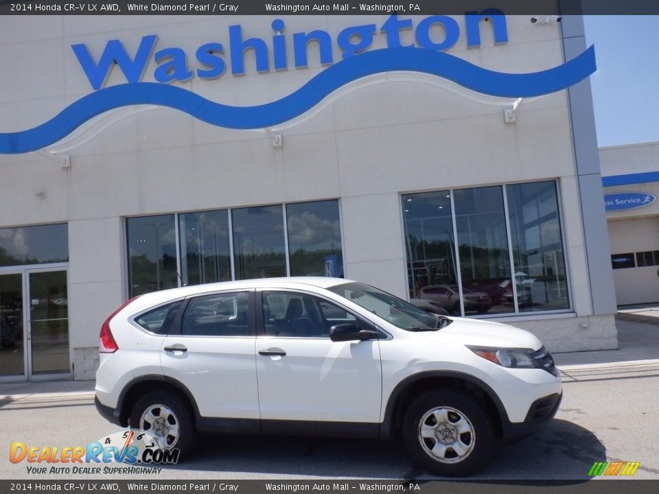 2014 Honda CR-V LX AWD White Diamond Pearl / Gray Photo #2