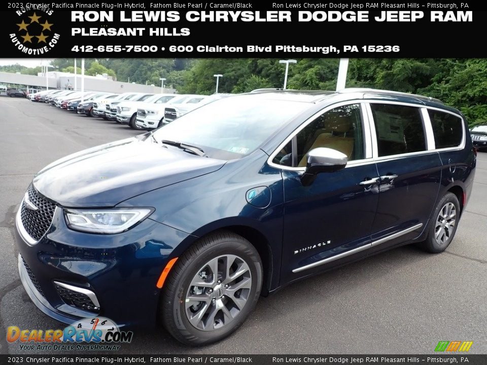 2023 Chrysler Pacifica Pinnacle Plug-In Hybrid Fathom Blue Pearl / Caramel/Black Photo #1