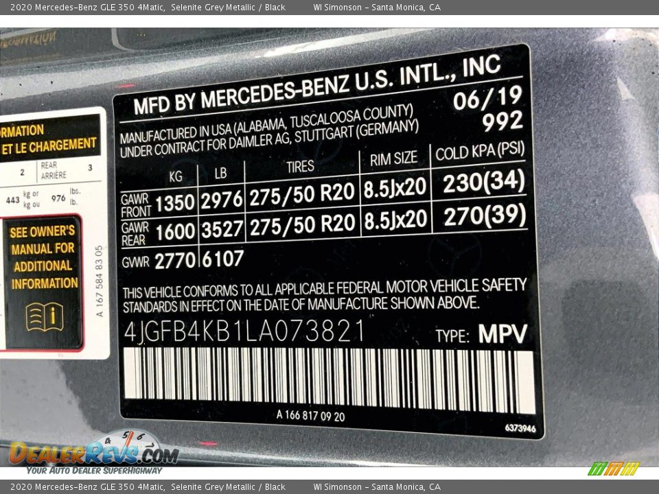 2020 Mercedes-Benz GLE 350 4Matic Selenite Grey Metallic / Black Photo #33