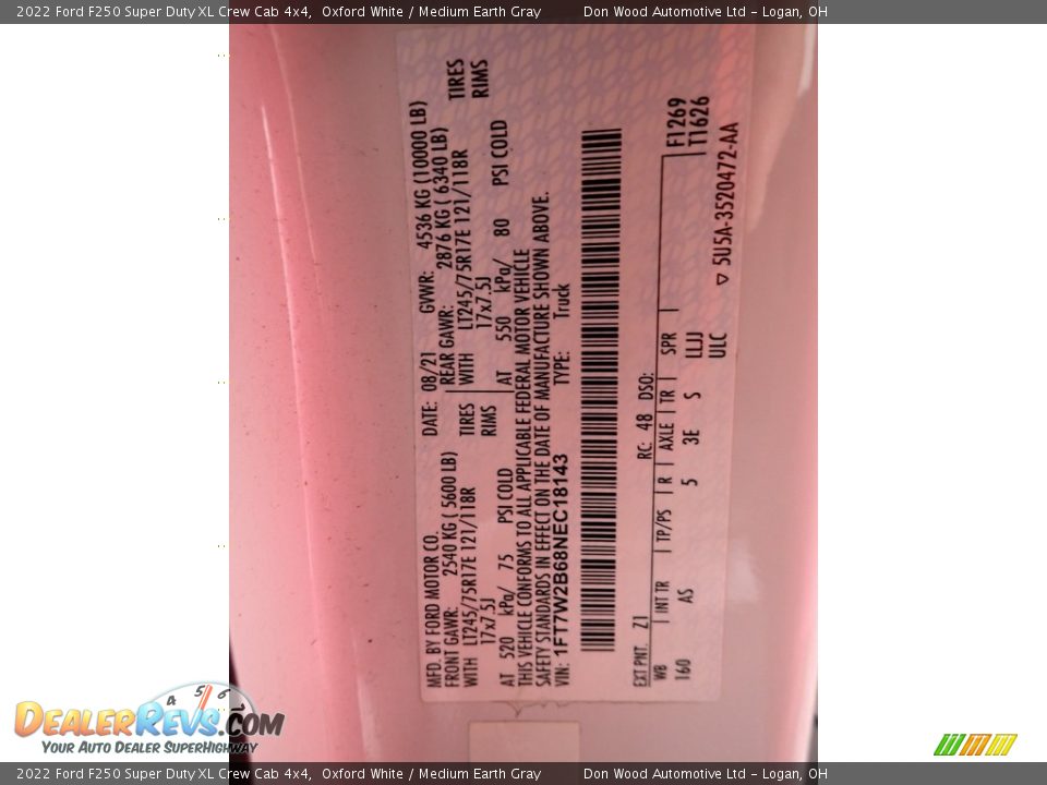 2022 Ford F250 Super Duty XL Crew Cab 4x4 Oxford White / Medium Earth Gray Photo #31