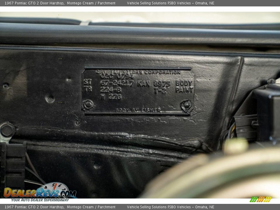 Info Tag of 1967 Pontiac GTO 2 Door Hardtop Photo #34