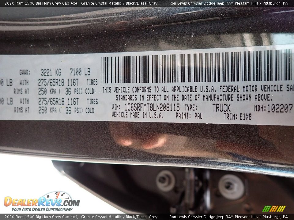 2020 Ram 1500 Big Horn Crew Cab 4x4 Granite Crystal Metallic / Black/Diesel Gray Photo #15