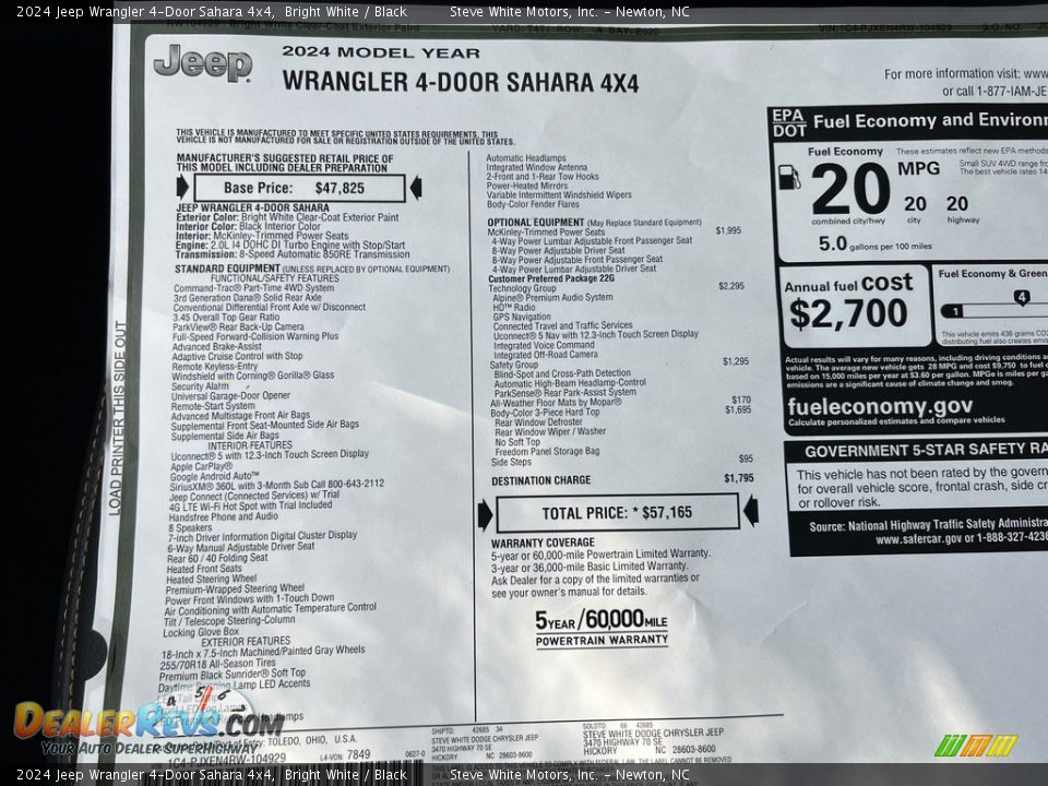 2024 Jeep Wrangler 4-Door Sahara 4x4 Window Sticker Photo #31