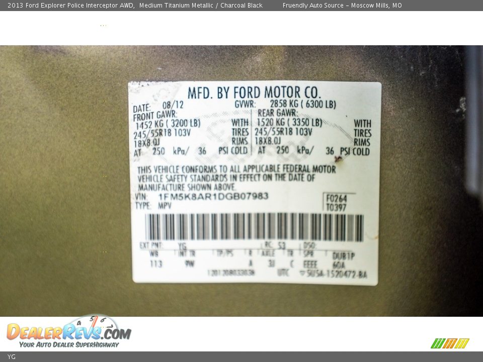 Ford Color Code YG Medium Titanium Metallic