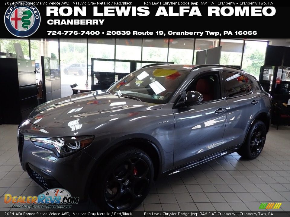 2024 Alfa Romeo Stelvio Veloce AWD Vesuvio Gray Metallic / Red/Black Photo #1