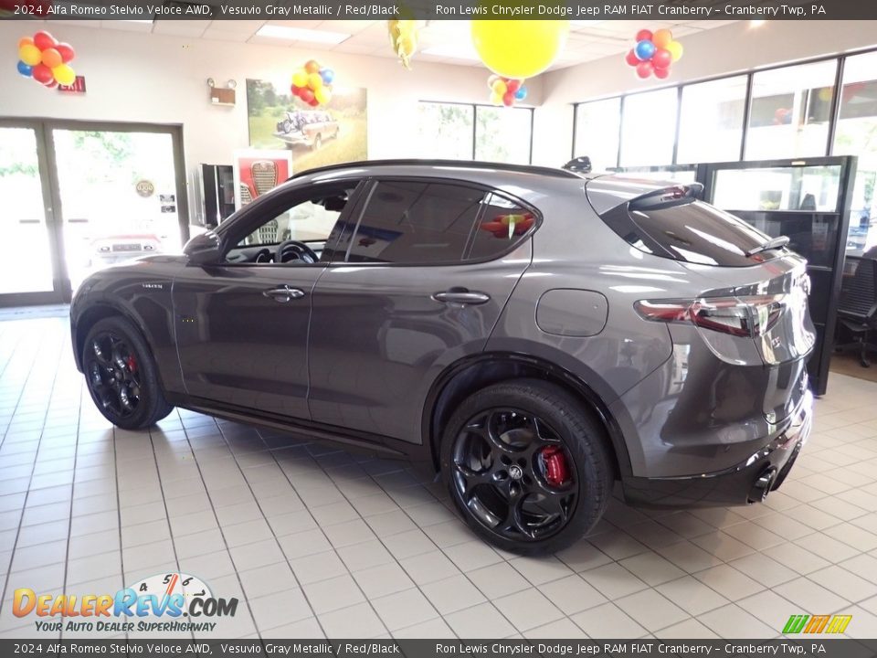 2024 Alfa Romeo Stelvio Veloce AWD Vesuvio Gray Metallic / Red/Black Photo #7