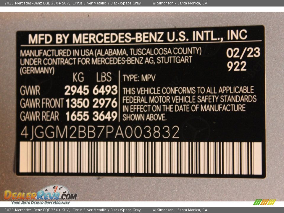 2023 Mercedes-Benz EQE 350+ SUV Cirrus Silver Metallic / Black/Space Gray Photo #35