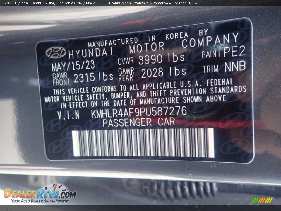 Hyundai Color Code PE2 Ecotronic Gray