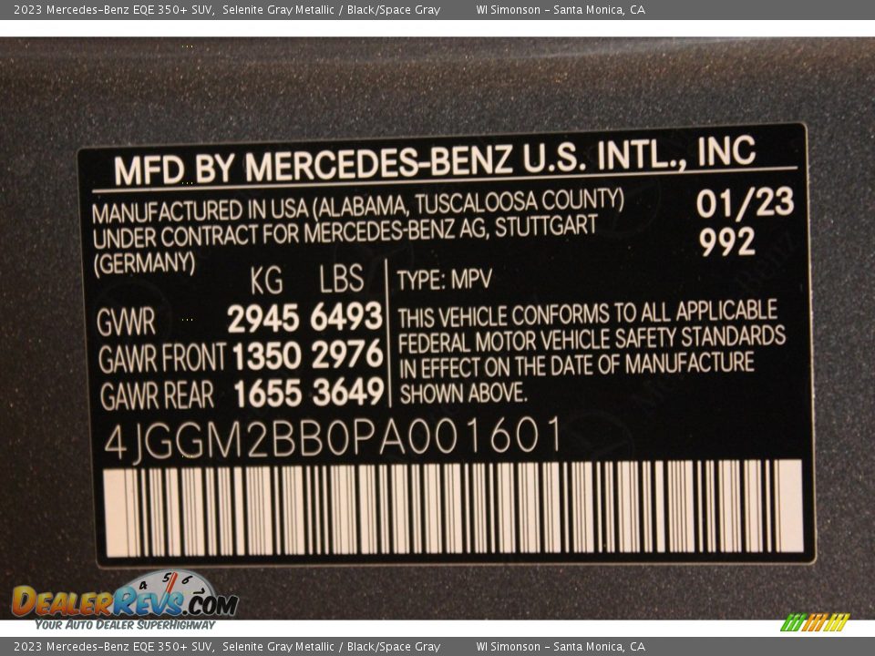 2023 Mercedes-Benz EQE 350+ SUV Selenite Gray Metallic / Black/Space Gray Photo #35