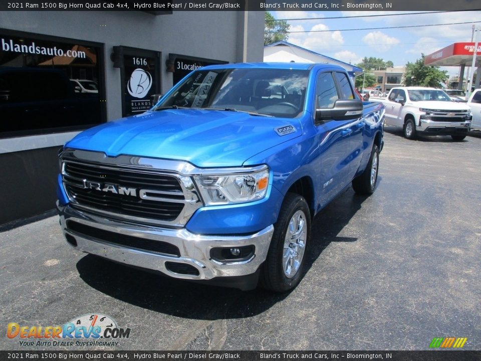 2021 Ram 1500 Big Horn Quad Cab 4x4 Hydro Blue Pearl / Diesel Gray/Black Photo #2