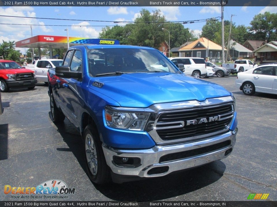 2021 Ram 1500 Big Horn Quad Cab 4x4 Hydro Blue Pearl / Diesel Gray/Black Photo #5