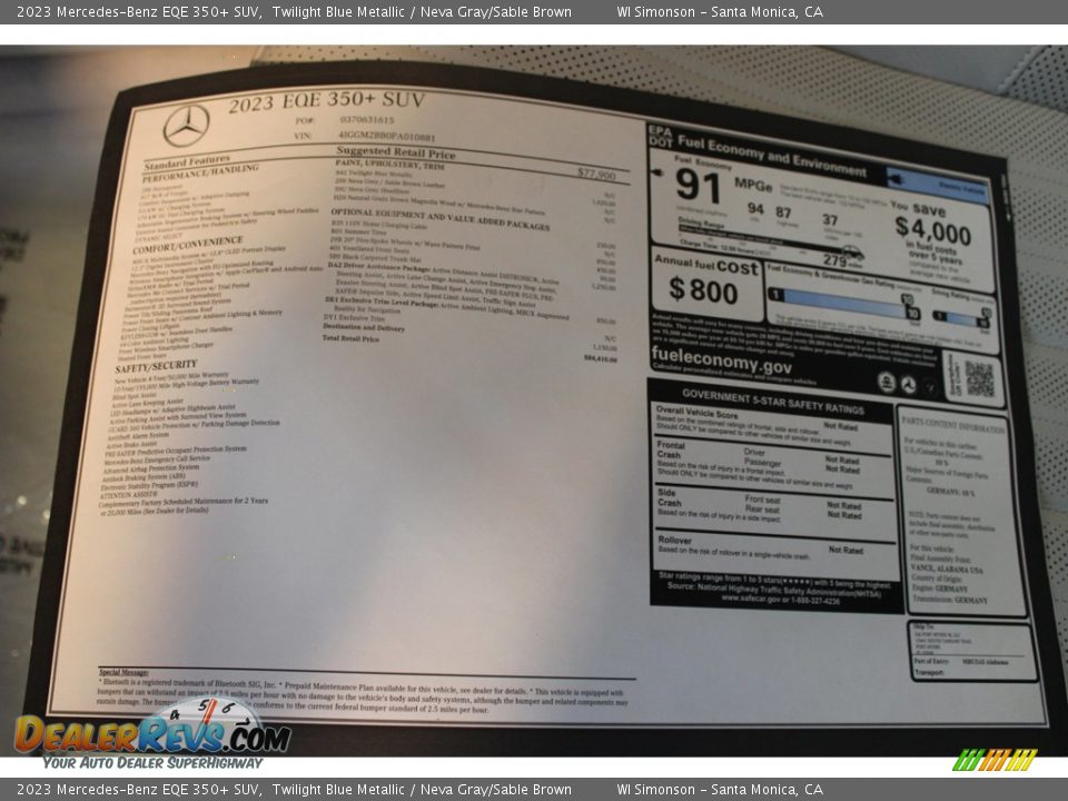 2023 Mercedes-Benz EQE 350+ SUV Window Sticker Photo #32