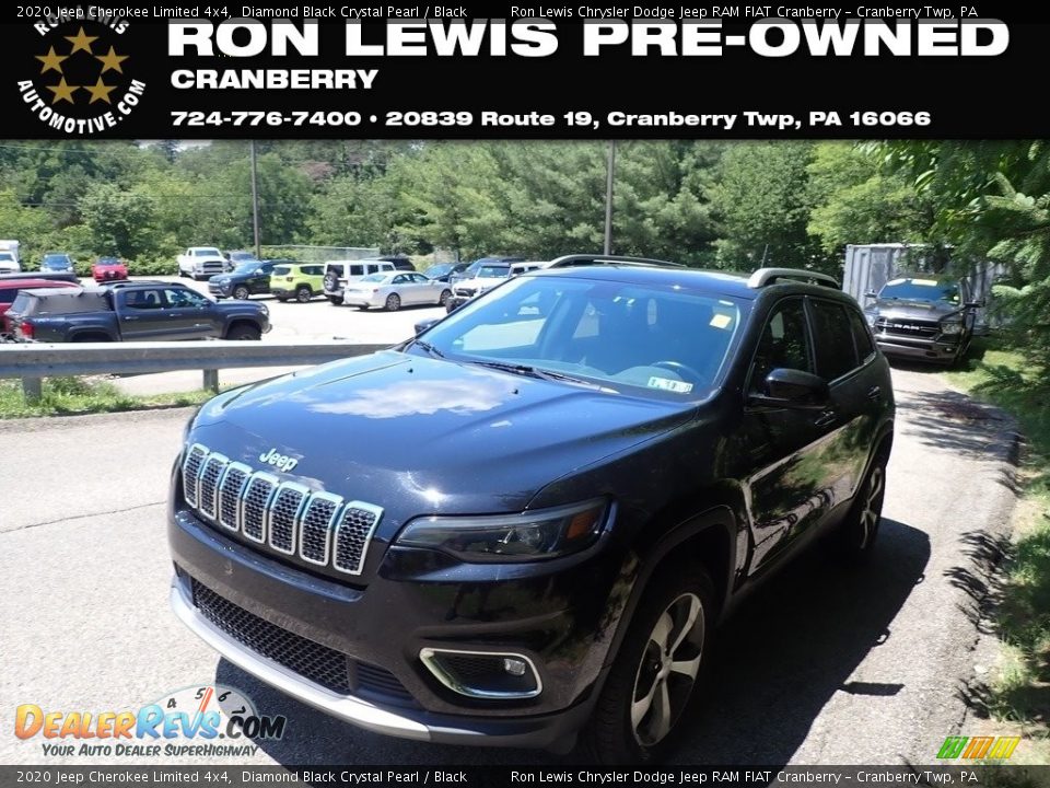 2020 Jeep Cherokee Limited 4x4 Diamond Black Crystal Pearl / Black Photo #1