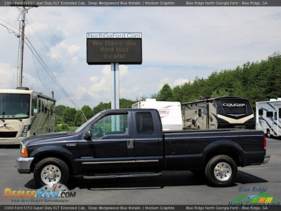 Deep Wedgewood Blue Metallic 2000 Ford F250 Super Duty XLT Extended Cab Photo #2