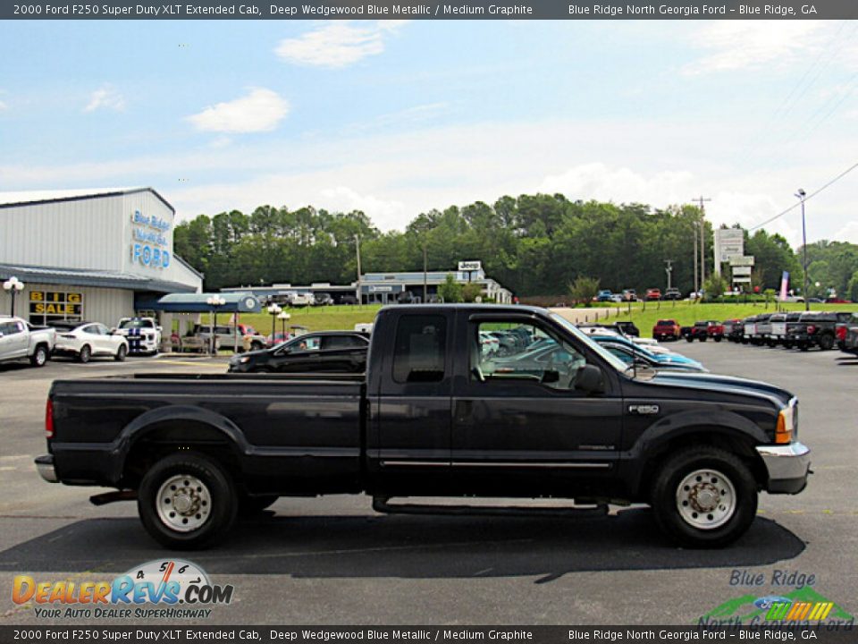 2000 Ford F250 Super Duty XLT Extended Cab Deep Wedgewood Blue Metallic / Medium Graphite Photo #6