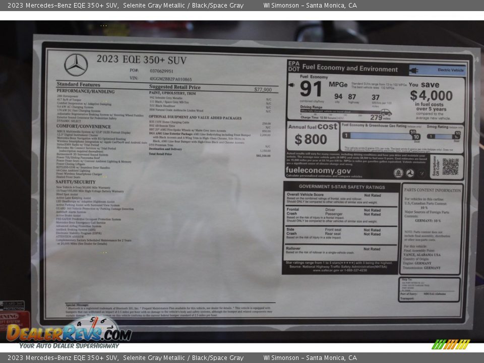 2023 Mercedes-Benz EQE 350+ SUV Window Sticker Photo #33