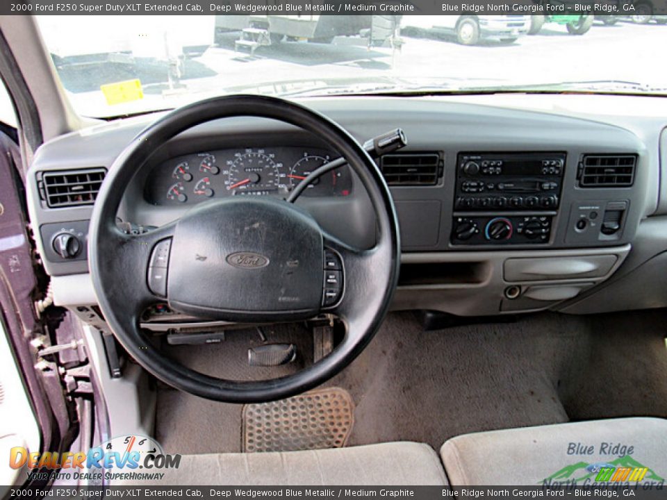 2000 Ford F250 Super Duty XLT Extended Cab Deep Wedgewood Blue Metallic / Medium Graphite Photo #14