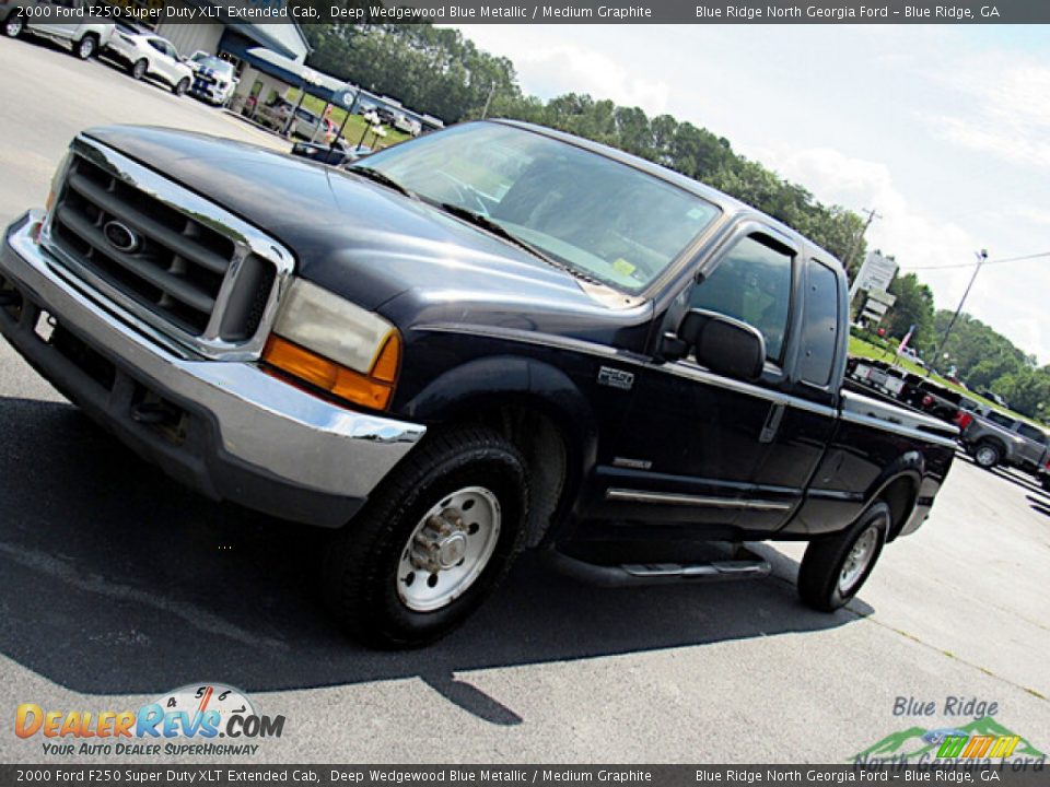 2000 Ford F250 Super Duty XLT Extended Cab Deep Wedgewood Blue Metallic / Medium Graphite Photo #19