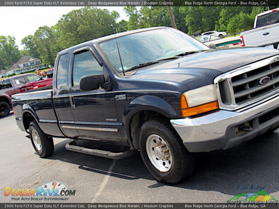 2000 Ford F250 Super Duty XLT Extended Cab Deep Wedgewood Blue Metallic / Medium Graphite Photo #20