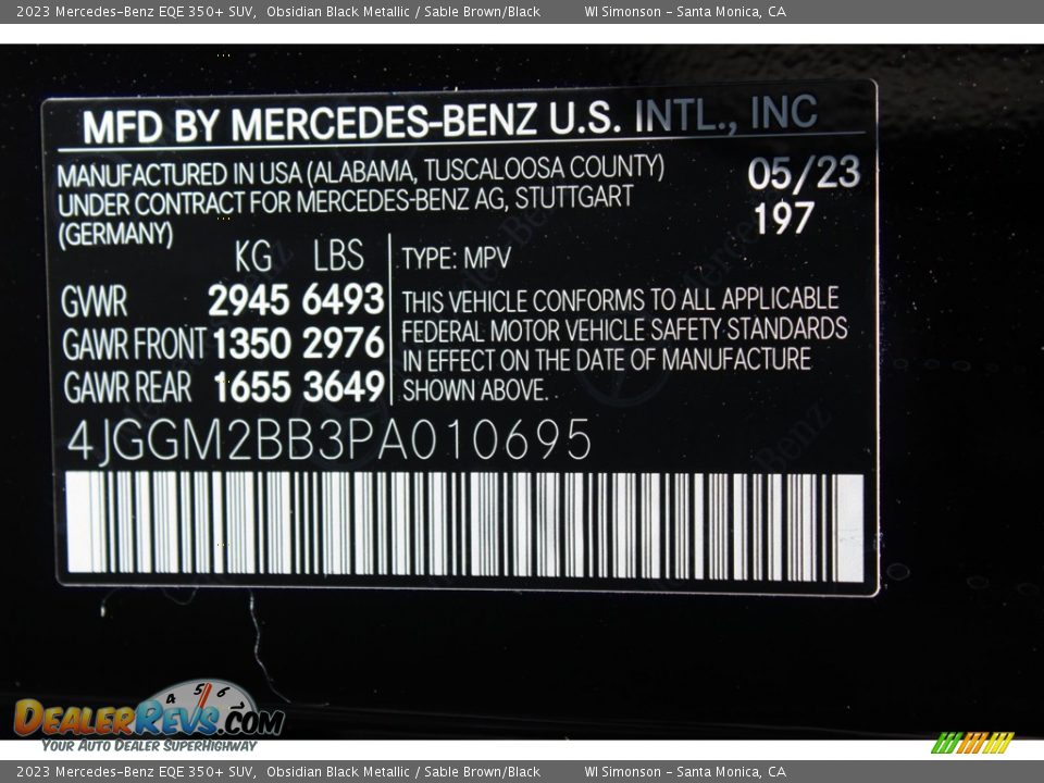 2023 Mercedes-Benz EQE 350+ SUV Obsidian Black Metallic / Sable Brown/Black Photo #35