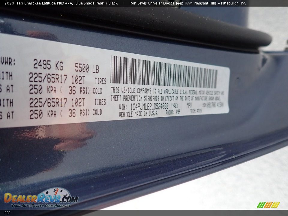 Jeep Color Code PBF Blue Shade Pearl