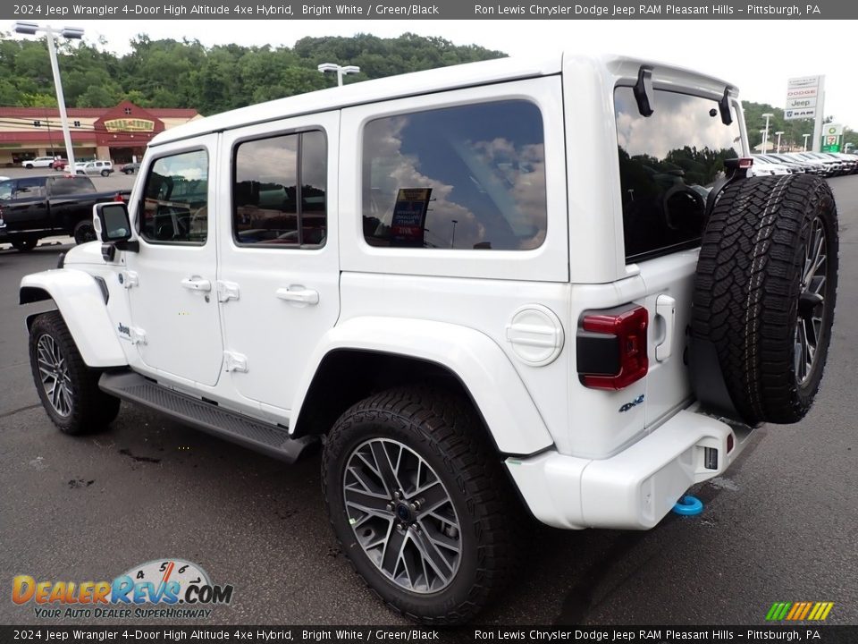 2024 Jeep Wrangler 4-Door High Altitude 4xe Hybrid Bright White / Green/Black Photo #3