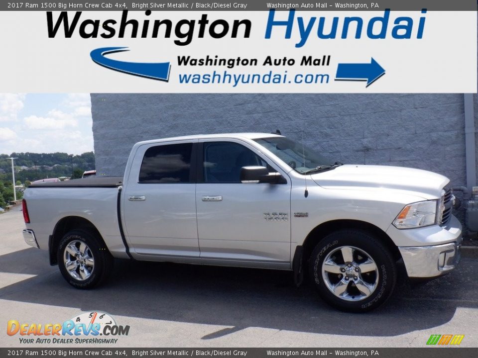 2017 Ram 1500 Big Horn Crew Cab 4x4 Bright Silver Metallic / Black/Diesel Gray Photo #2