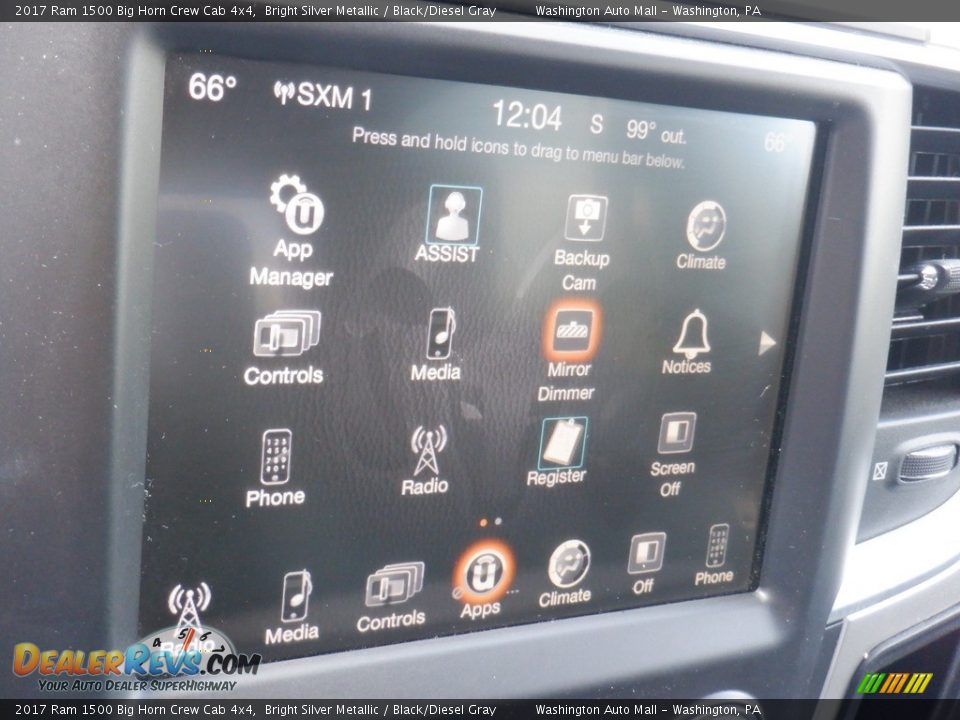 2017 Ram 1500 Big Horn Crew Cab 4x4 Bright Silver Metallic / Black/Diesel Gray Photo #23