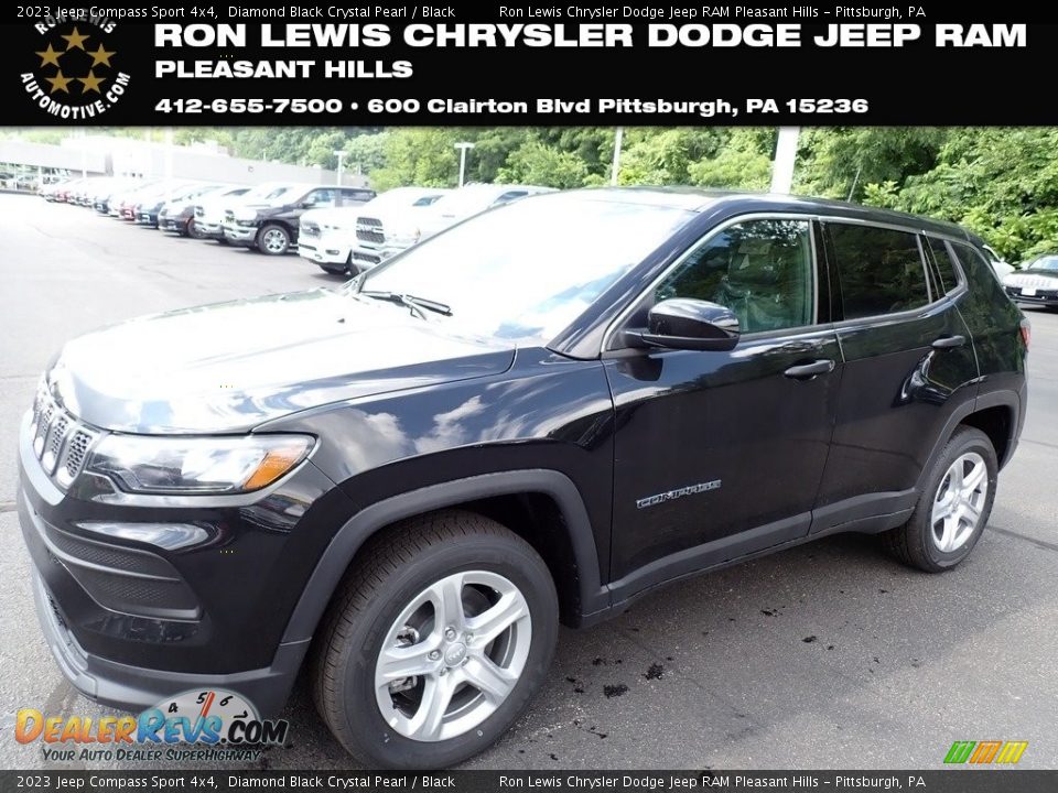 2023 Jeep Compass Sport 4x4 Diamond Black Crystal Pearl / Black Photo #1