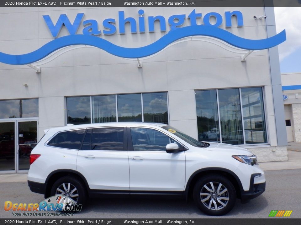2020 Honda Pilot EX-L AWD Platinum White Pearl / Beige Photo #1