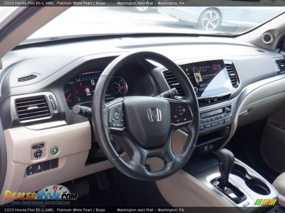2020 Honda Pilot EX-L AWD Platinum White Pearl / Beige Photo #11