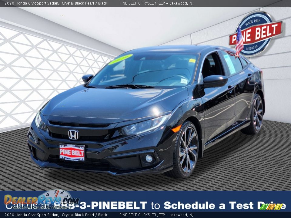 2020 Honda Civic Sport Sedan Crystal Black Pearl / Black Photo #1