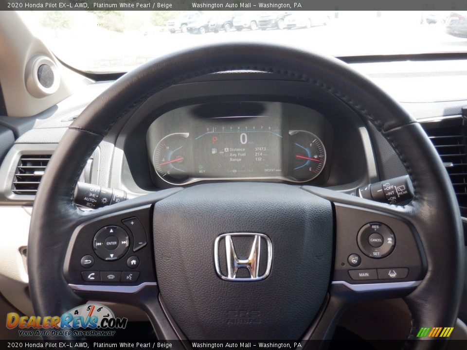 2020 Honda Pilot EX-L AWD Platinum White Pearl / Beige Photo #28