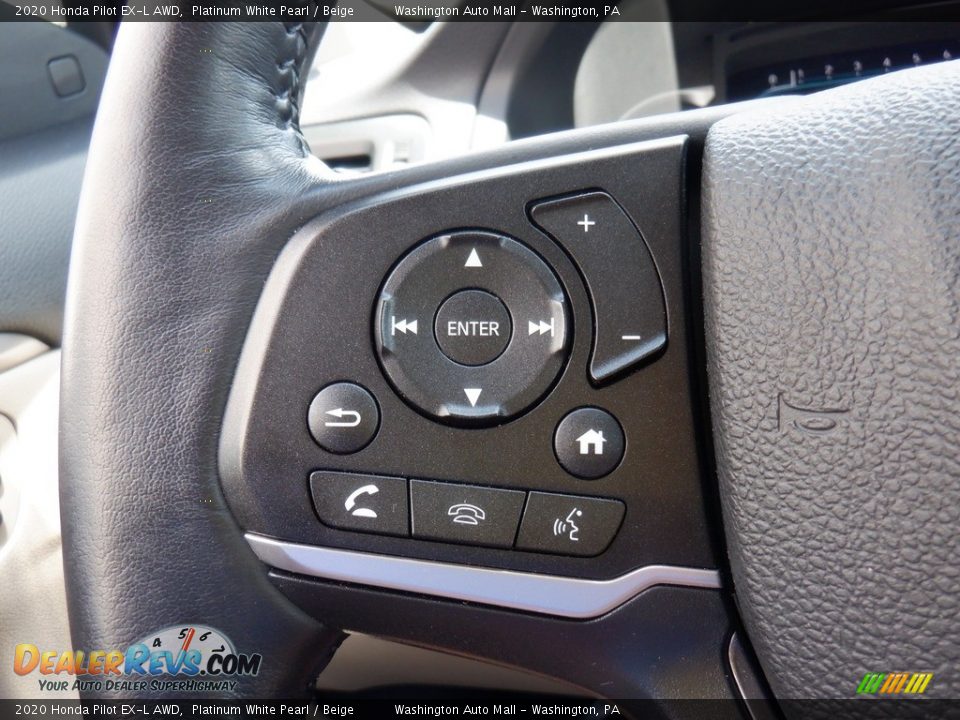 2020 Honda Pilot EX-L AWD Platinum White Pearl / Beige Photo #29