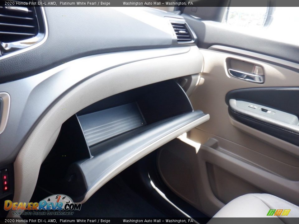 2020 Honda Pilot EX-L AWD Platinum White Pearl / Beige Photo #31
