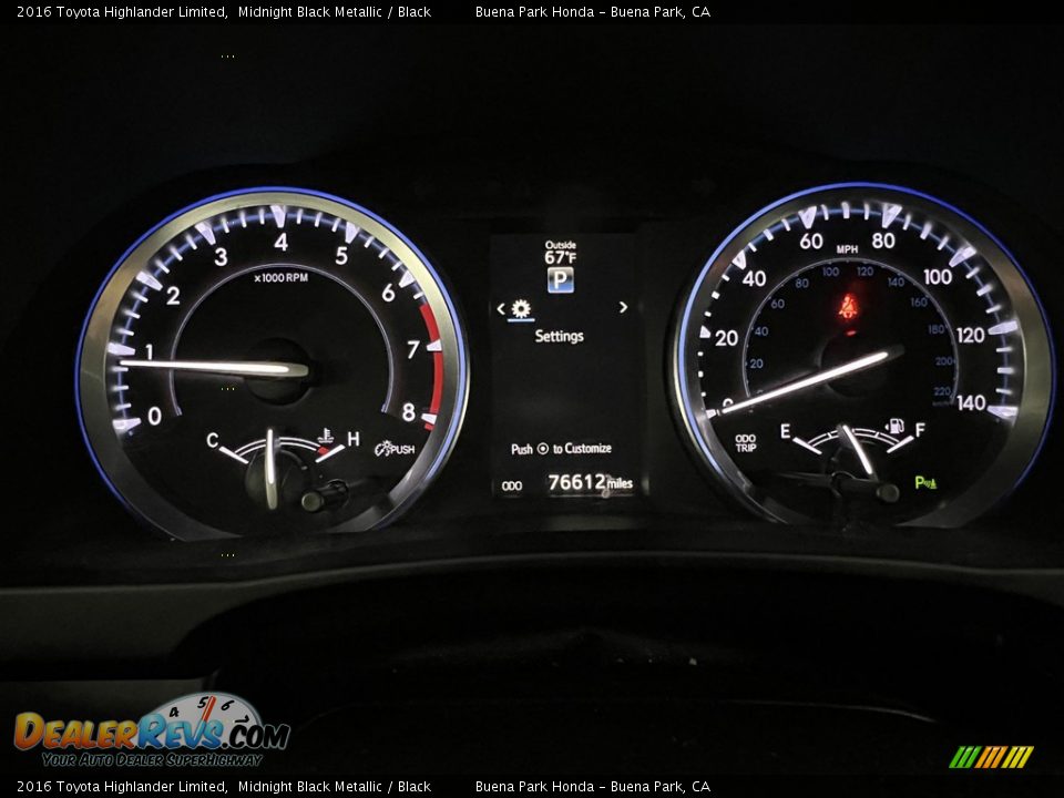 2016 Toyota Highlander Limited Gauges Photo #20