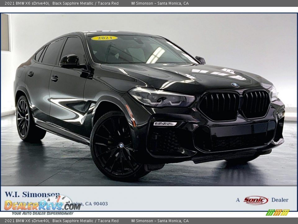 2021 BMW X6 sDrive40i Black Sapphire Metallic / Tacora Red Photo #1