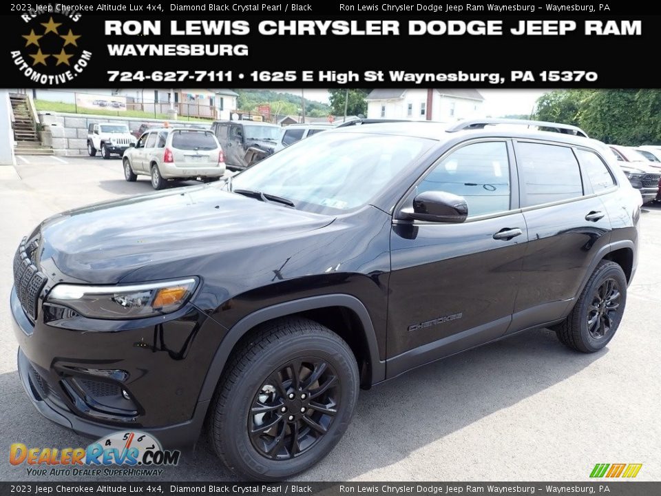 2023 Jeep Cherokee Altitude Lux 4x4 Diamond Black Crystal Pearl / Black Photo #1