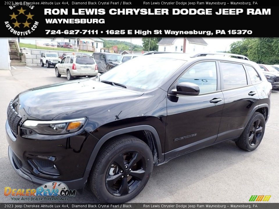 2023 Jeep Cherokee Altitude Lux 4x4 Diamond Black Crystal Pearl / Black Photo #1