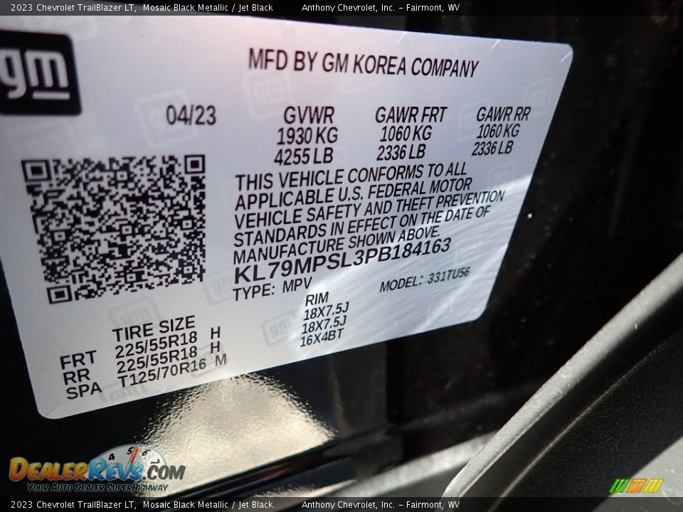 2023 Chevrolet TrailBlazer LT Mosaic Black Metallic / Jet Black Photo #15