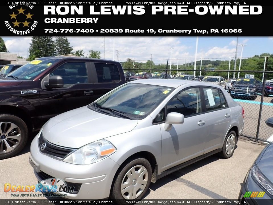 2011 Nissan Versa 1.8 S Sedan Brilliant Silver Metallic / Charcoal Photo #1