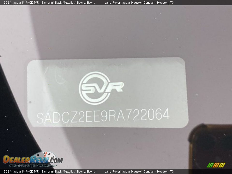2024 Jaguar F-PACE SVR Santorini Black Metallic / Ebony/Ebony Photo #25