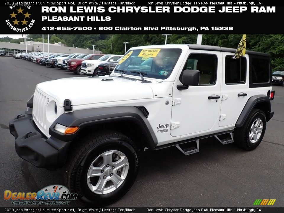 2020 Jeep Wrangler Unlimited Sport 4x4 Bright White / Heritage Tan/Black Photo #1