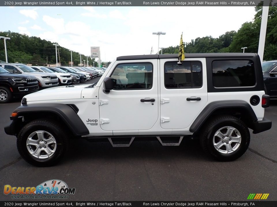 2020 Jeep Wrangler Unlimited Sport 4x4 Bright White / Heritage Tan/Black Photo #2