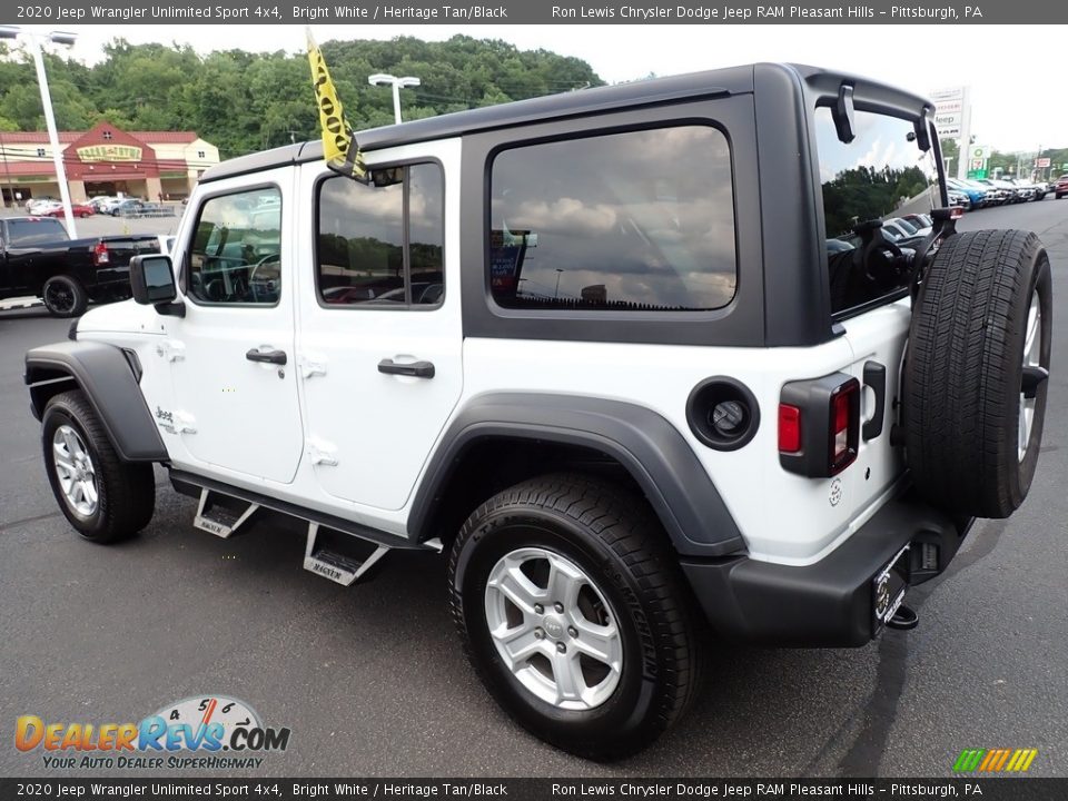 2020 Jeep Wrangler Unlimited Sport 4x4 Bright White / Heritage Tan/Black Photo #3