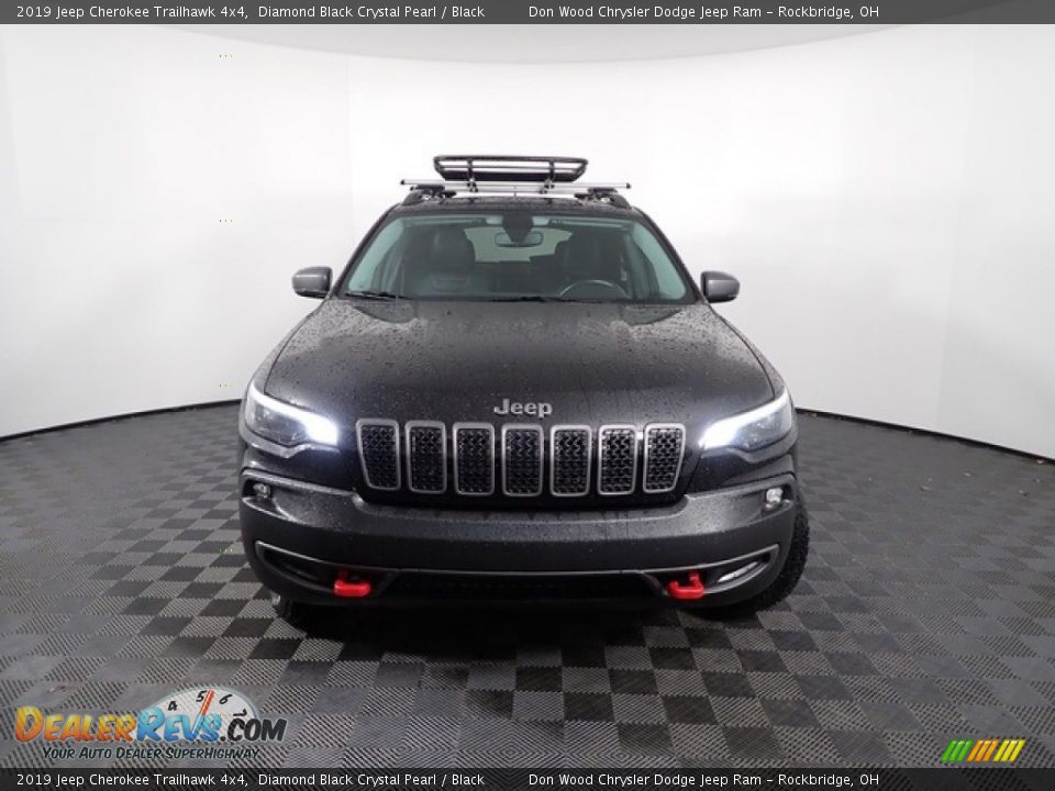 2019 Jeep Cherokee Trailhawk 4x4 Diamond Black Crystal Pearl / Black Photo #6