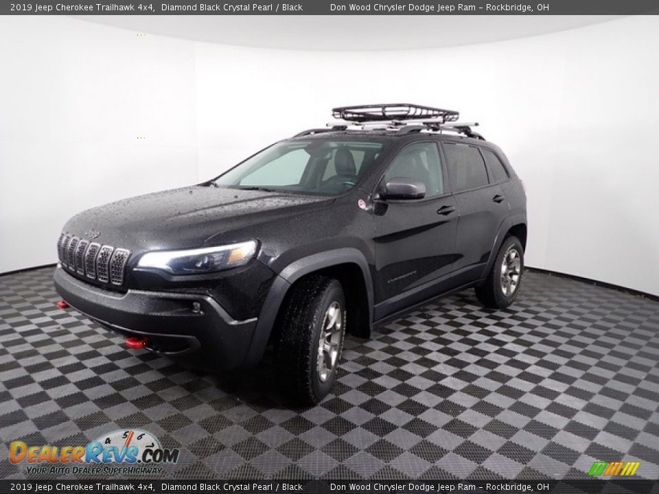 2019 Jeep Cherokee Trailhawk 4x4 Diamond Black Crystal Pearl / Black Photo #7