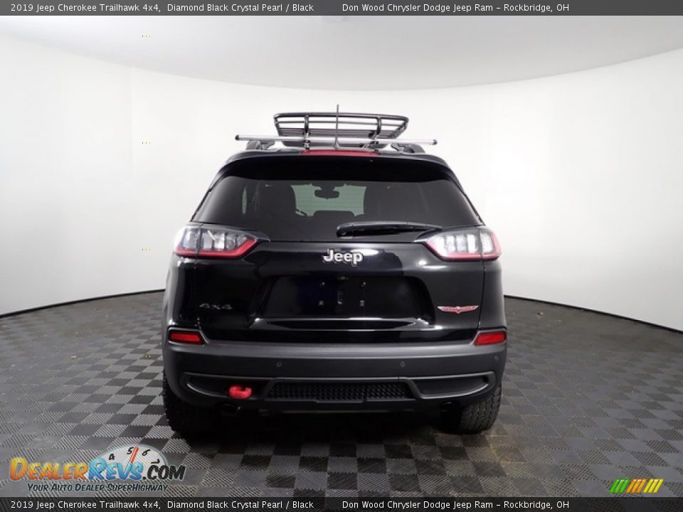 2019 Jeep Cherokee Trailhawk 4x4 Diamond Black Crystal Pearl / Black Photo #9