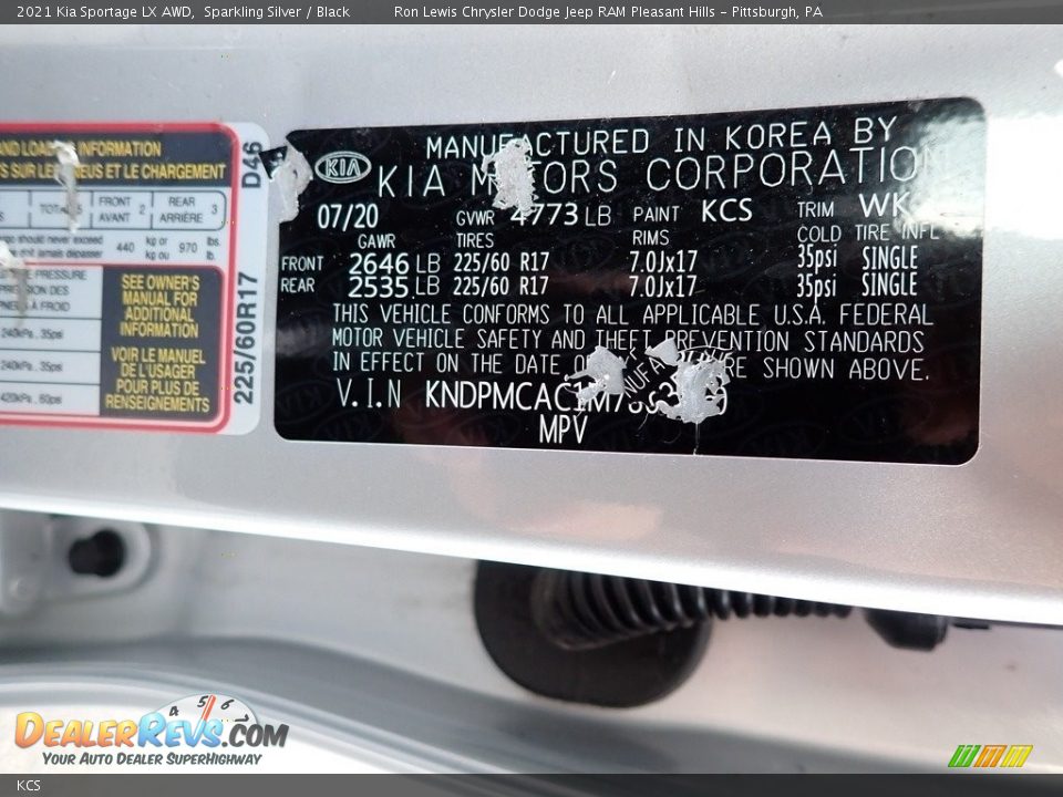 Kia Color Code KCS Sparkling Silver