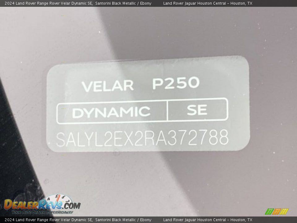 2024 Land Rover Range Rover Velar Dynamic SE Santorini Black Metallic / Ebony Photo #25